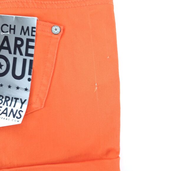 Celebrity Pink Women's Juniors' Cuffed Colored Denim Shorts Size 3 Neon Orange - Picture 3 of 9